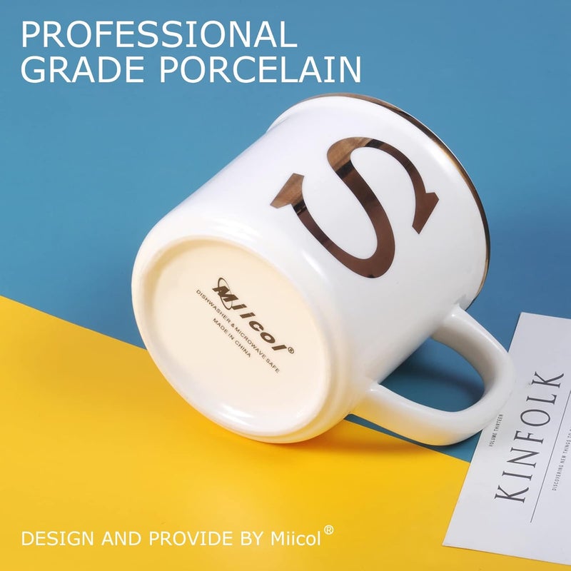Miicol Ceramic Coffee Mug 16 oz, Monogram Coffee Cup, Golden Initial Tea Mug, Personalized Tea Cup, Unique Gift, Large Mug for Home, Office, Letter S - Image 3